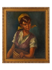 MIDCENT FEMALE PORTRAIT OIL PAINTING SIGNED K. NUSS