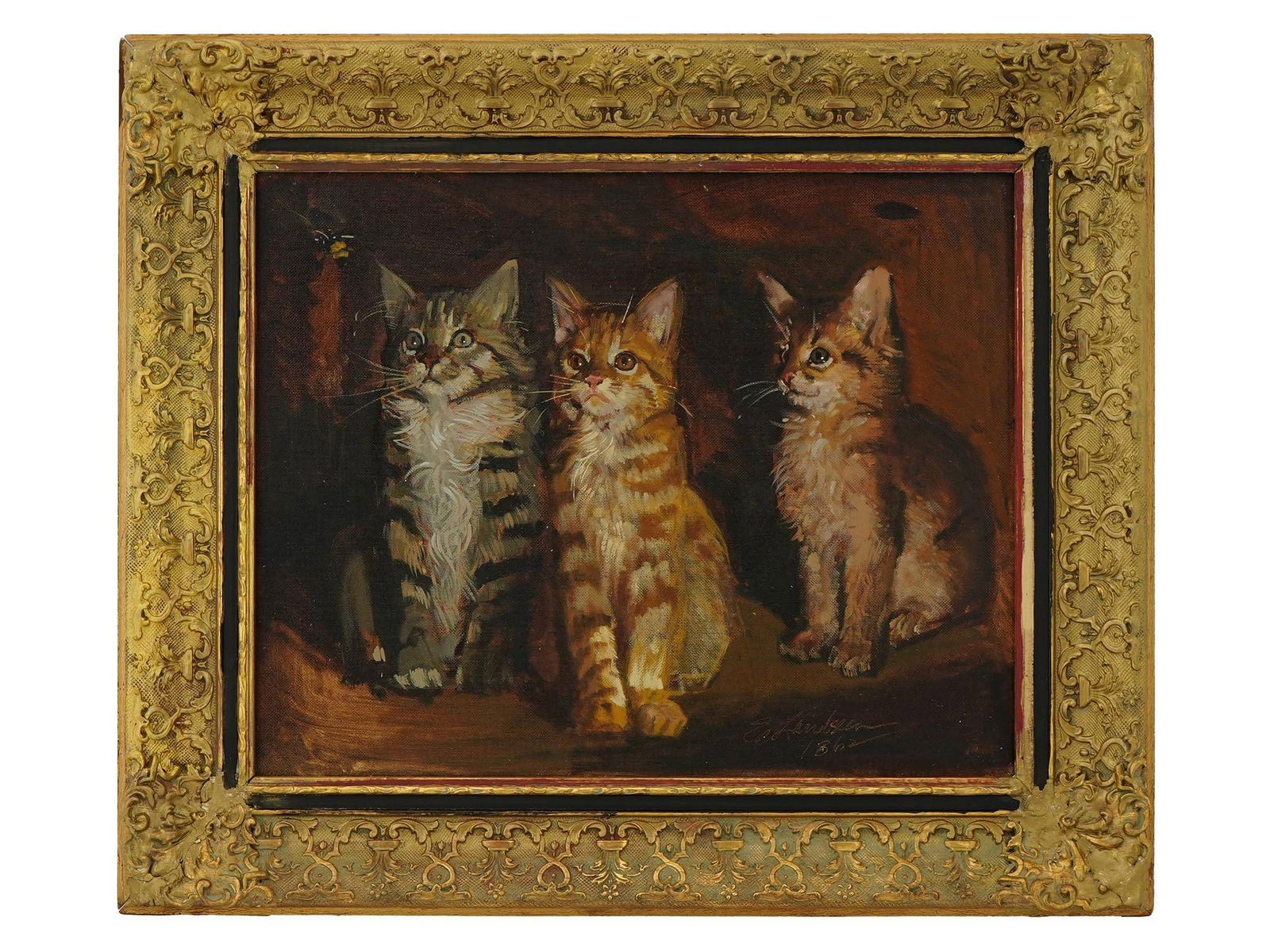 AFTER EDWIN LANDSEER ENGLISH OIL PAINTING OF CATS (1 of 4)
