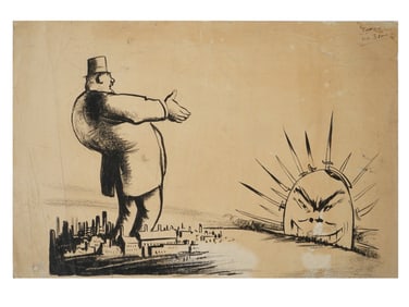 RUSSIAN CARICATURE PAINTING BY BORIS ANTONOVSKY 1930