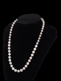 14K GOLD FILLED ROSE QUARTZ BEAD NECKLACE WITH CLASP