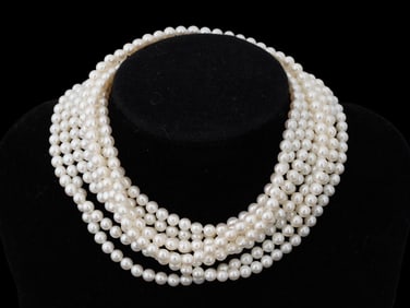 LONG ELEGANT NECKLACE W NATURAL CULTURED WHITE PEARLS