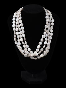 LONG NECKLACE WITH NATURAL RIVER PEARLS