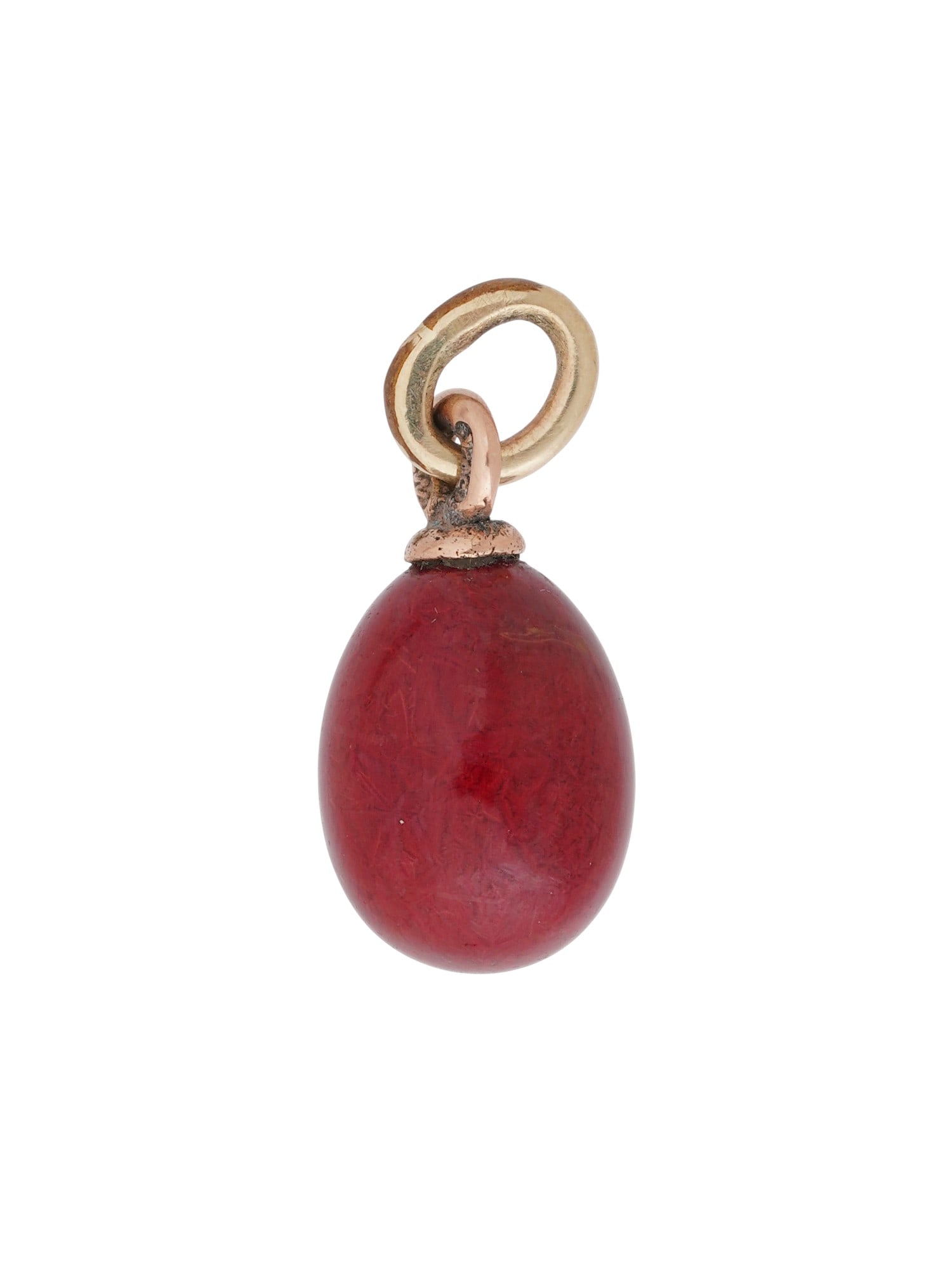 RUSSIAN 14K GOLD AND CARVED PURPURIN EASTER EGG PENDANT (1 of 4)