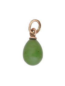 RUSSIAN 14K GOLD AND CARVED JADE EASTER EGG PENDANT