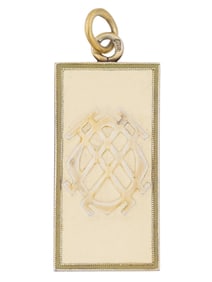 RUSSIAN SILVER ENAMEL MILITARY SHOULDER BOARD PENDANT