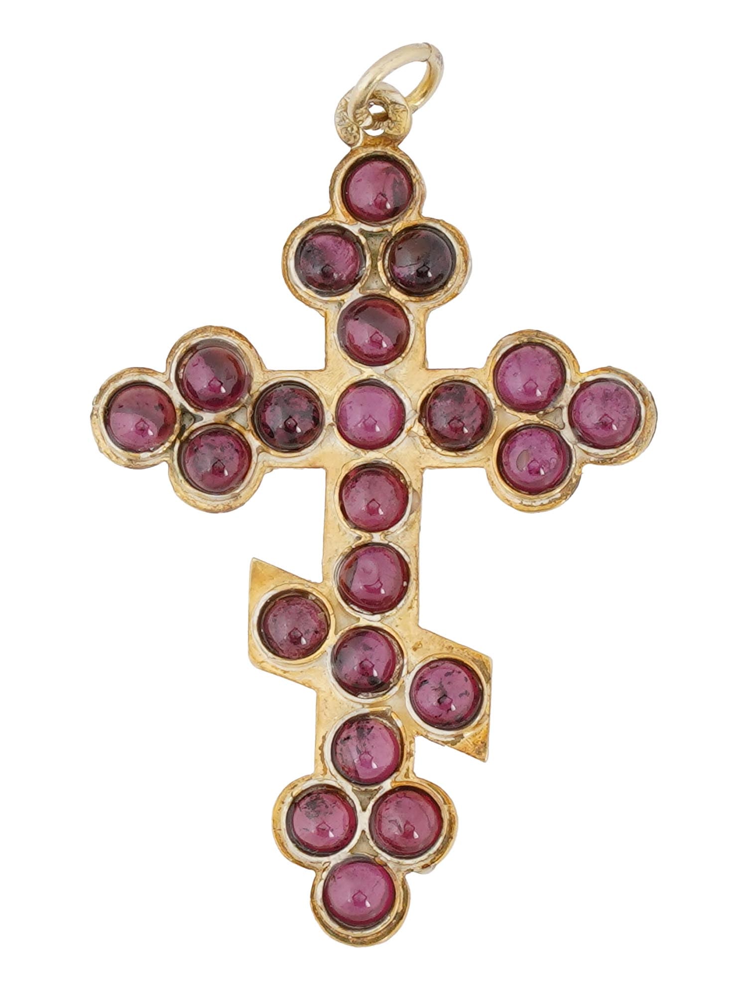 RUSSIAN GILT SILVER CROSS WITH GARNETS (1 of 5)