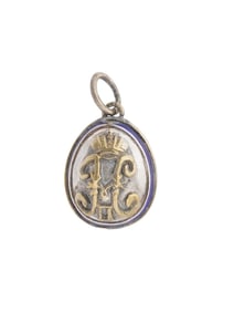 RUSSIAN GILT SILVER ENAMEL IMPERIAL EGG PENDANT