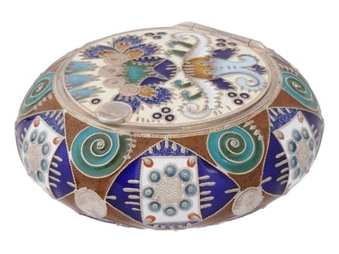 RUSSIAN SILVER CLOISONNE ENAMEL PILL BOX