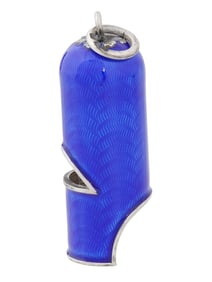 RUSSIAN SILVER GUILLOCHE ENAMEL WHISTLE