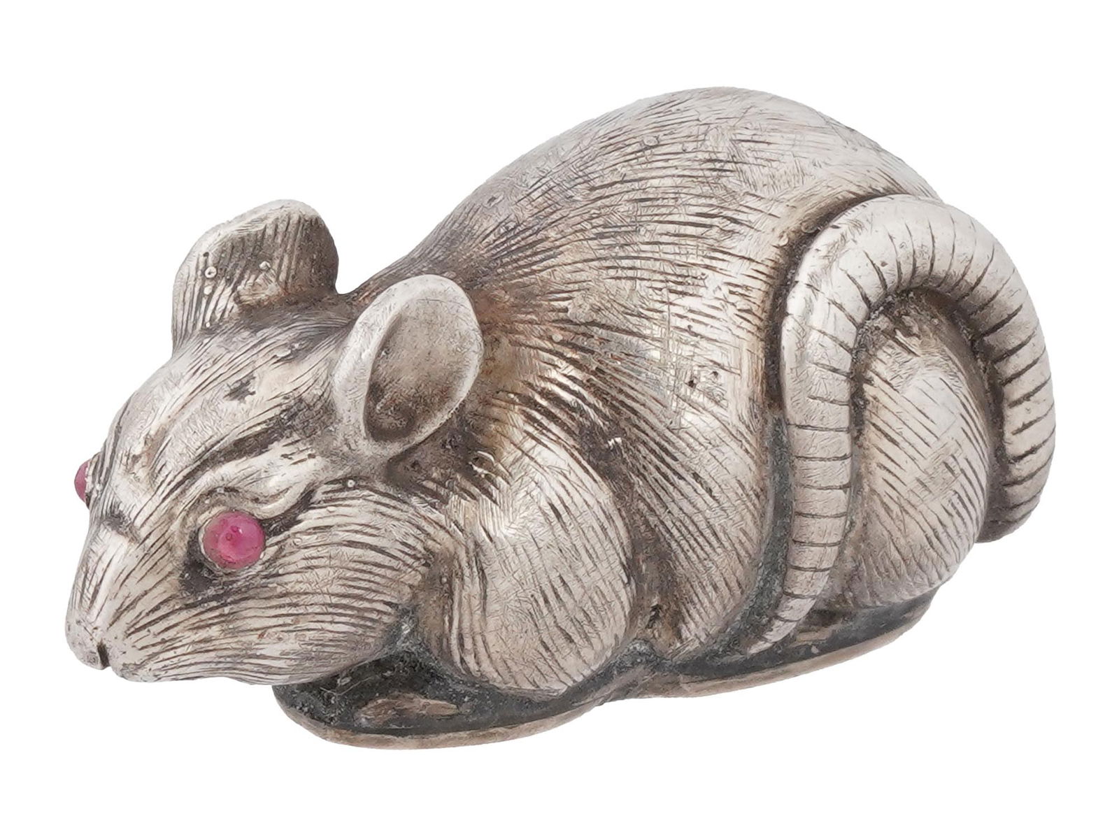 RUSSIAN SOLID 88 SILVER RAT FIGURINE W RUBY EYES (1 of 8)