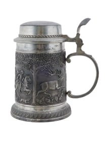 GERMAN ETAIN RODERS PEWTER ZINN ALUMINUM BEER STEIN