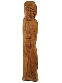 ANTIQUE CRUSADER PERIOD CARVED WOODEN FIGURE OF JESUS