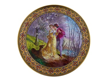 LARGE ANTIQUE FRENCH CREIL MONTEREAU FAIENCE CHARGER