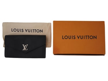 LOUIS VUITTON BLACK SOFT CALFSKIN LOCKME WALLET IOB