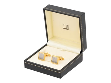 ORIGINAL ALFRED DUNHILL GILT CUFFLINKS W COA IOB