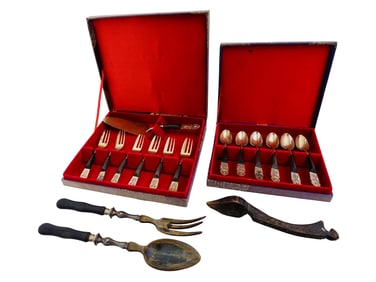 VINTAGE HONG KONG SILVER PLATED AND CARVED TABLEWARE