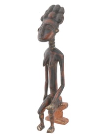 AFRICAN ASHANTI FEMALE WOODEN STATUE FROM GHANNA