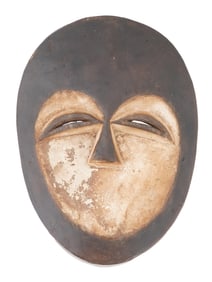 AFRICAN CARVED WOODEN KWELE FACE MASK FROM GABON