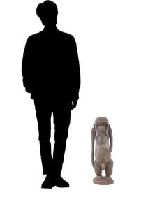 CENTRAL AFRICA GABON FANG CARVED WOOD MONKEY FIGURE