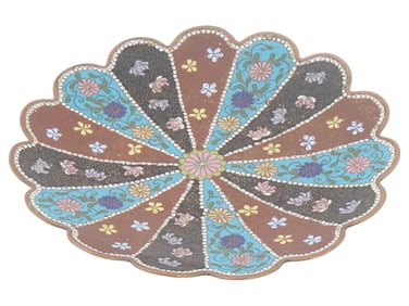 ANTIQUE JAPANESE MEIJI PERIOD CLOISONNE BRONZE PLATE