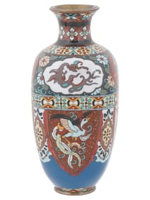 ANTIQUE JAPANESE MEIJI CLOISONNE ENAMEL VASE