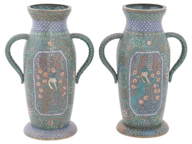 PAIR OF ANTIQUE JAPANESE MEIJI CLOISONNE VASES