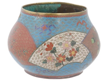 ANTIQUE JAPANESE MEIJI ERA CLOISONNE BRASS BOWL