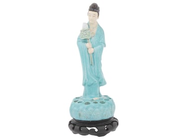 ANTIQUE CHINESE QING DYNASTY CERAMIC GUANYIN FIGURE