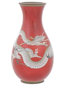 CHINESE DRAGON DESIGN AND CLOISONNE ENAMEL VASE