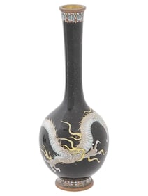CHINESE DRAGON DESIGN GOLDSTONE CLOISONNE ENAMEL VASE
