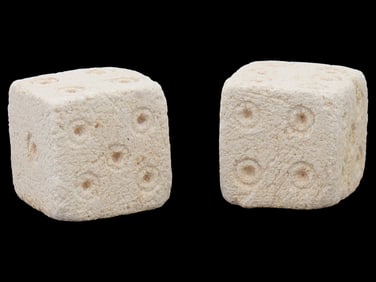 PAIR OF ANCIENT ROMAN STONE DICE 100 TO 300 AD