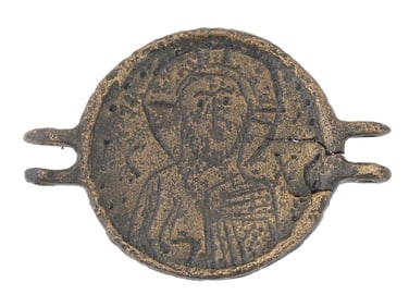 ANCIENT BYZANTINE JESUS BRONZE PENDANT 400 TO 600 AD