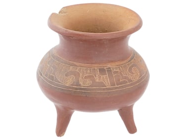 ANCIENT PRE COLUMBIAN TERRACOTTA JAR WITH 3 FEET