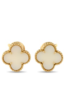 VAN CLEEF & ARPELS VINTAGE ALHAMBRA 18K GOLD CORAL EARRINGS