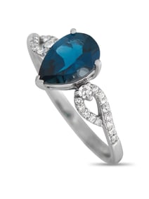 LB EXCLUSIVE 14K  GOLD 0.15CT DIAMOND AND TOPAZ RING