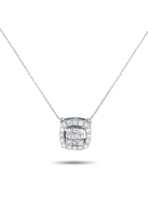 LB EXCLUSIVE 14K  GOLD 0.25CT DIAMOND CUSHION NECKLACE