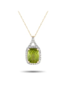 LB EXCLUSIVE 14K GOLD DIAMOND AND PERIDOT PENDANT NECKLACE
