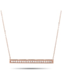 LB EXCLUSIVE 14K  GOLD 0.25CT DIAMOND BAR NECKLACE