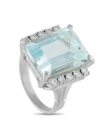 LB EXCLUSIVE PLATINUM 0.49CT DIAMOND AND AQUAMARINE RING