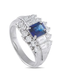 LB EXCLUSIVE PLATINUM 0.95CT DIAMOND AND SAPPHIRE RING