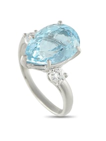 LB EXCLUSIVE PLATINUM 0.25CT DIAMOND AND AQUAMARINE RING