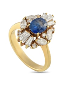 LB EXCLUSIVE 18K  GOLD 1.02CT DIAMOND AND SAPPHIRE RING