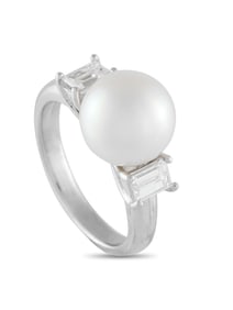 LB EXCLUSIVE PLATINUM 0.53CT DIAMOND AND PEARL RING