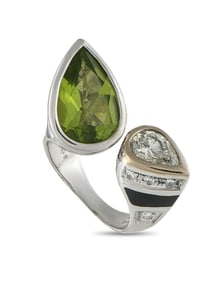 LB EXCLUSIVE 18K  GOLD 1.63CT DIAMOND AND PERIDOT RING