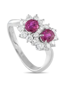 LB EXCLUSIVE PLATINUM 0.66CT DIAMOND AND RUBY RING