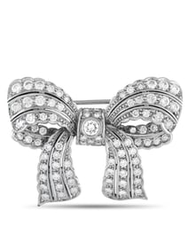 LB EXCLUSIVE 18K  GOLD 2.75CT DIAMOND BOW BROOCH