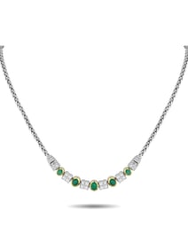 18K  AND  GOLD 1.65CT DIAMOND AND EMERALD NECKLACE
