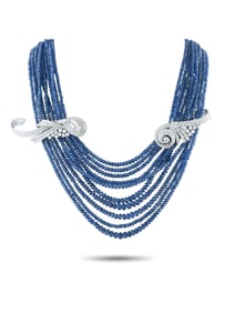 18K GOLD DIAMOND AND 400.0CT SAPPHIRE MULTI-STRANDNECKLACE