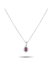 PLATINUM 0.14CT DIAMOND AND RUBY PENDANT NECKLACE