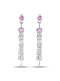 18K  GOLD 2.36CT DIAMOND AND SAPPHIRE DANGLE EARRINGS